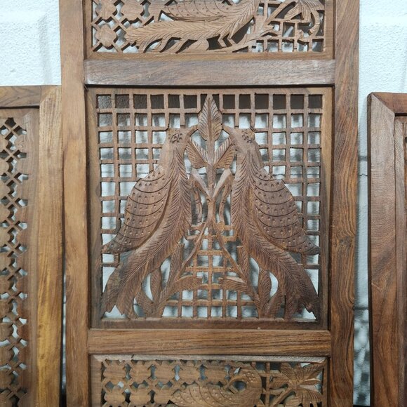 Vintage Beautifully Hand Carved Wood Panels Stamped India - Picture 2 of 8
